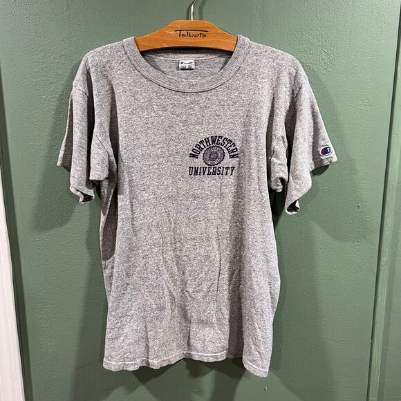 Vintage Champion Northwestern University T Shirt Gray College Tee M - Picture 1 of 6